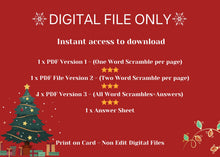 Load image into Gallery viewer, Christmas Movies Word Scramble Puzzles | 2 x Fun Teen and Adult Digital Download Games - Art By The Bay