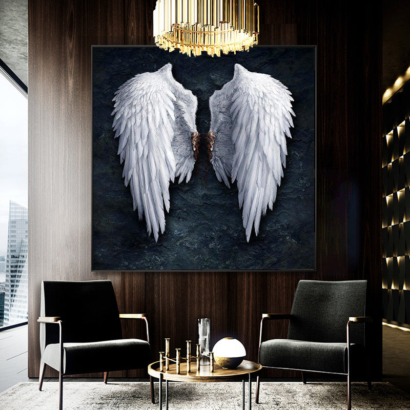 White Angel Wings Canvas Print | Feathers Winged Art Painting ...