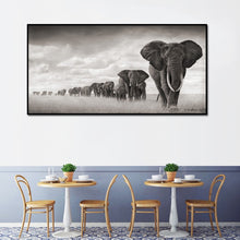 Load image into Gallery viewer, Elephant Herd Canvas Print | Black &amp; White African Landscape | UNFRAMED - Art By The Bay