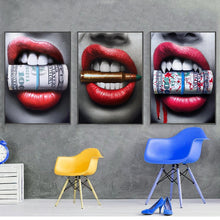 Load image into Gallery viewer, Sexy Red Lips Modern Canvas Print | Single or Set of 3 Decor Artwork | UNFRAMED - Art By The Bay - Canvas Wall Decor Prints