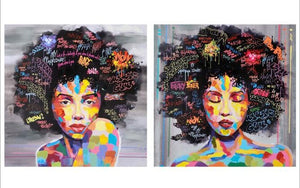 Modern Abstract African Woman Canvas Painting | Graffiti Art | UNFRAMED - Art By The Bay - Canvas Wall Decor Prints