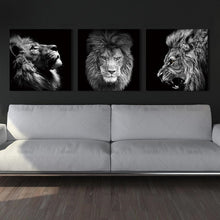 Load image into Gallery viewer, Lion Canvas Prints (Set of 3) | Black & White Animal Art | Unframed - Art By The Bay - Canvas Wall Decor Prints