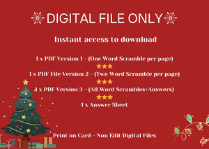 Christmas Movies Word Scramble Puzzles | 2 x Fun Teen and Adult Digital Download Games