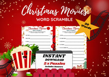 Load image into Gallery viewer, Christmas Movies Word Scramble Puzzles | 2 x Fun Teen and Adult Digital Download Games