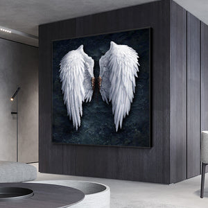 White Angel Wings Canvas Print | Feathers Winged Art Painting | UNFRAMED - Art By The Bay