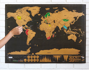 Travel World Map | Fun Travelling Destination Scratch Map | Wall Sticker - Art By The Bay - Canvas Wall Decor Prints