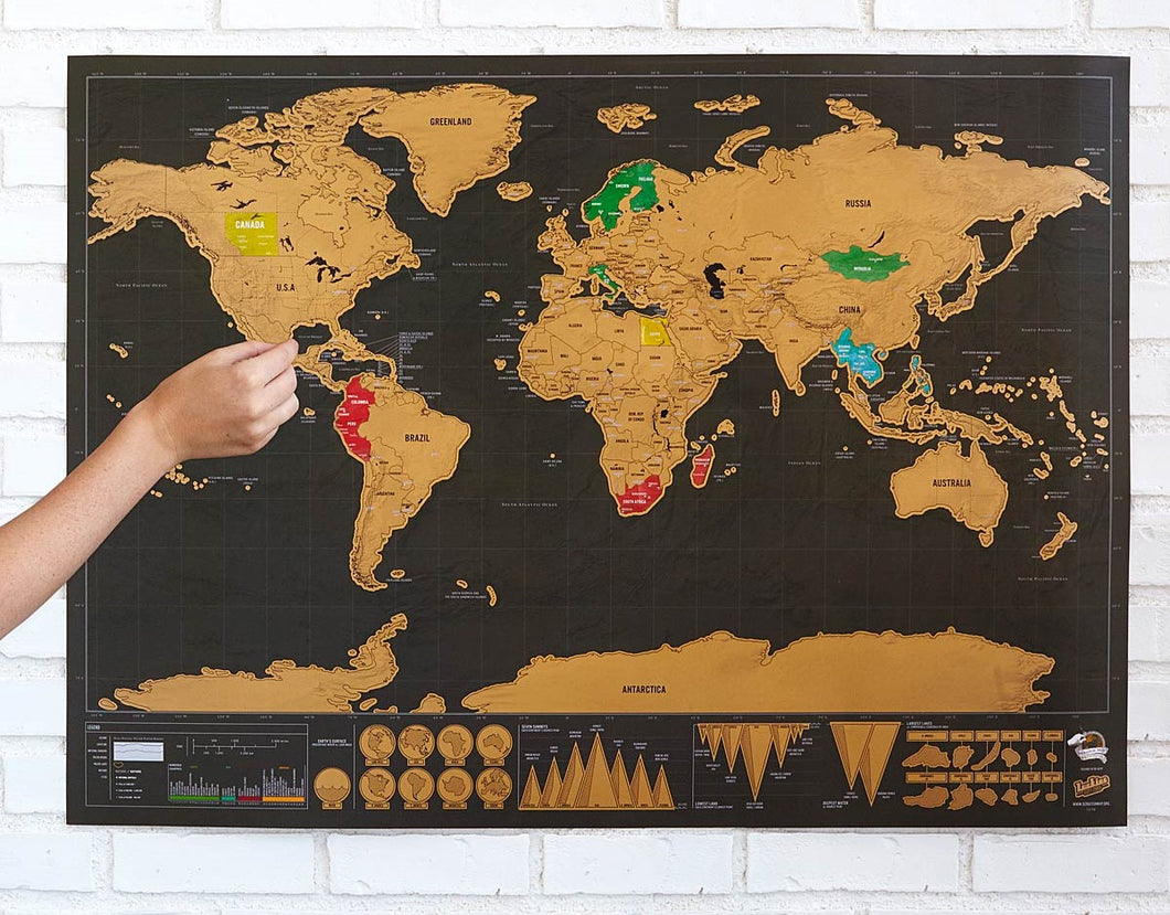 Travel World Map | Fun Travelling Destination Scratch Map | Wall Sticker - Art By The Bay - Canvas Wall Decor Prints
