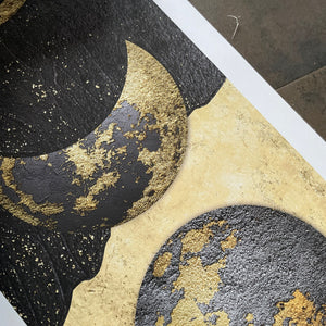 Black and Gold Moon Phase Canvas Art Print | Unframed - Art By The Bay