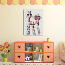 Load image into Gallery viewer, Vibrant Giraffe Family Portrait Canvas Painting | Colourful Art Print | Unframed - Art By The Bay