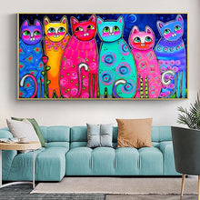 Load image into Gallery viewer, Modern Cat Canvas Print | Bright Colourful Animal Artwork | UNFRAMED - Art By The Bay - Canvas Wall Decor Prints