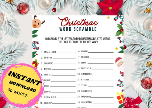 Christmas Word Scramble Puzzles | 1 x Fun Teen and Adult Digital Download Games - Art By The Bay