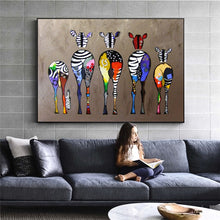 Load image into Gallery viewer, Colourful African Zebra Family Canvas Art Print