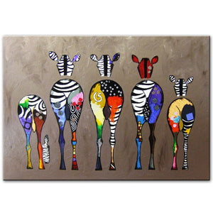 Colourful African Family Zebra Canvas Art Print