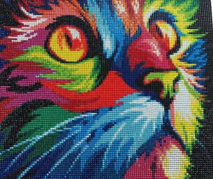DIY Colourful Cat 5D Diamond Painting | Kitten Full Square Resin Diamonds - Art By The Bay - Art & Craft Kits