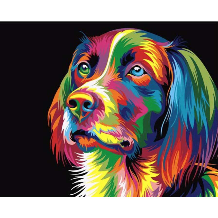 DIY 5D Diamond Painting Square Kit - Colourful Golden Retriever Puppy Dog - Art By The Bay - Art & Craft Kits
