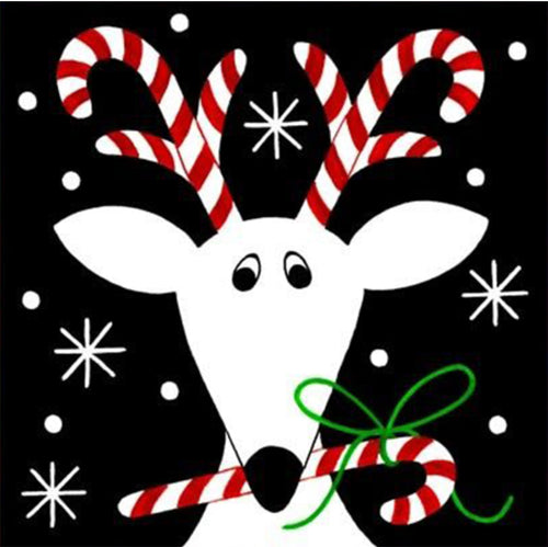 Candy Cane Reindeer DIY 5D Diamond Painting Kit | Christmas Holiday Craft | Square or Round Drill - Art By The Bay - Art & Craft Kits