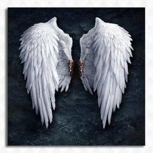 White Angel Wings Canvas Print | Feathers Winged Art Painting | UNFRAMED - Art By The Bay