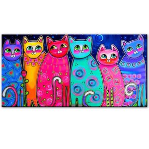 Modern Cat Canvas Print | Bright Colourful Animal Artwork | UNFRAMED - Art By The Bay - Canvas Wall Decor Prints