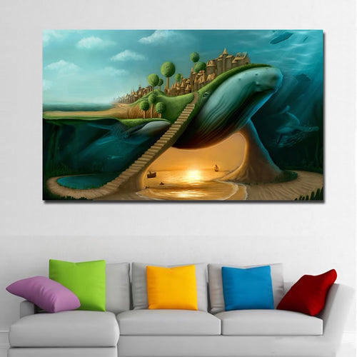 Ocean Seaside Surrealism Canvas Print | Surrealist Artwork | Unframed - Art By The Bay - Canvas Wall Decor Prints