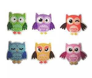 Owl DIY 5D Diamond Painting Sticker Kit | 6 Owl Cartoon Characters - Art By The Bay - Art & Craft Kits