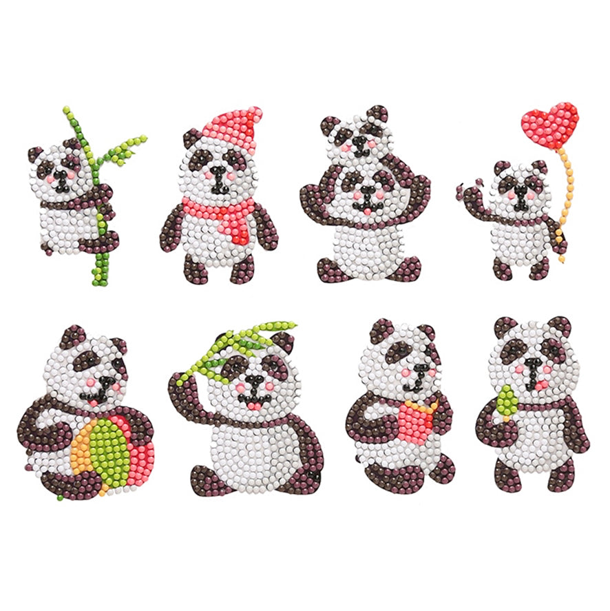 8 Panda Characters DIY 5D Diamond Painting Sticker Kit for kits - Art By The Bay - Art & Craft Kits