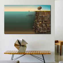 Load image into Gallery viewer, Oceanic and Wooden House Surrealist Canvas Print | Underwater Art | Unframed - Art By The Bay - Canvas Wall Decor Prints