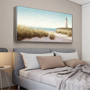 Coastal Beach Lighthouse Canvas Print | Ocean Artwork | Unframed - Art By The Bay - Canvas Wall Decor Prints