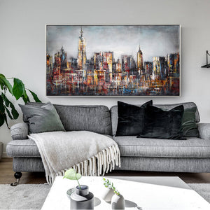 Abstract City Landscape Canvas Print | Cityscape Artwork | UNFRAMED - Art By The Bay - Canvas Wall Decor Prints