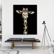 Load image into Gallery viewer, Giraffe Black &amp; White Canvas Print | African Animal Portrait | UNFRAMED - Art By The Bay - Canvas Wall Decor Prints