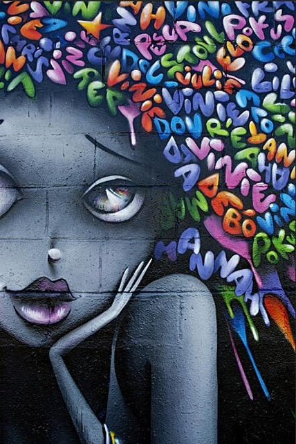 Modern Abstract Graffiti Canvas Print | Colourful Woman Street Art | UNFRAMED - Art By The Bay - Canvas Wall Decor Prints
