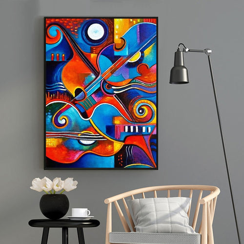 Abstract Colourful Violin Canvas Print | Musical Artwork | UNFRAMED - Art By The Bay
