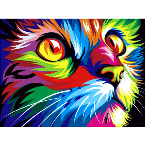DIY Colourful Cat 5D Diamond Painting | Kitten Full Square Resin Diamonds - Art By The Bay - Art & Craft Kits