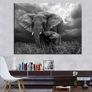 Elephant Black and White Canvas Print | Wildlife Art Print | Unframed - Art By The Bay - Canvas Wall Decor Prints