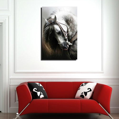 White Horse Canvas Art Print | Beautiful Animal Portrait | Unframed or Framed - Art By The Bay - Canvas Wall Decor Prints